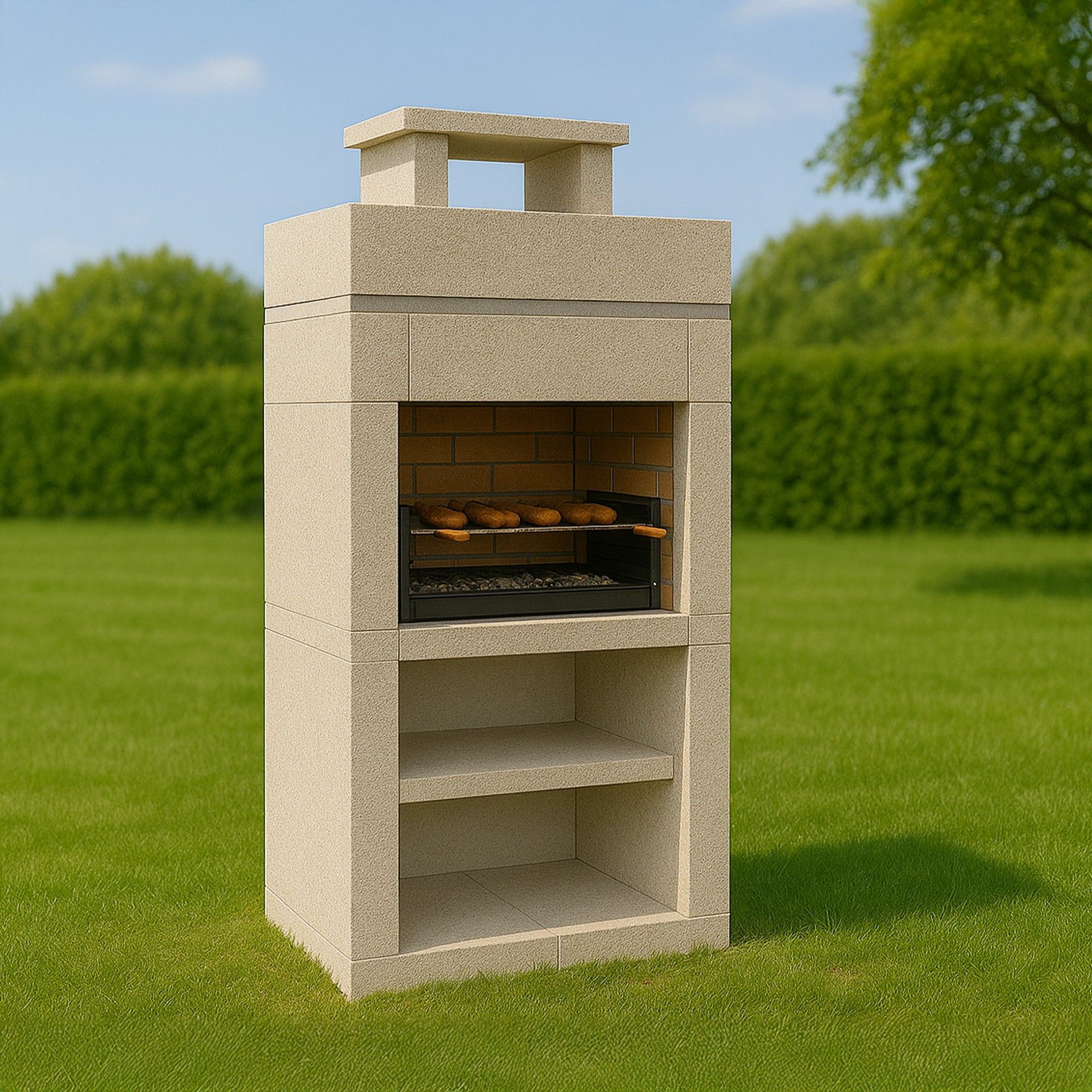 Churrasqueira Moderna com Grelhador CH114 92x206x58cm Bege