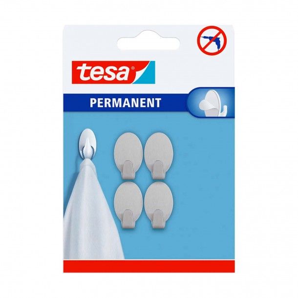 Cabide de Parede Adesivo 17x27x12mm Inox Tesa 4 Uni Cabide de Parede Adesivo 17x27x12mm Inox Tesa 4 Uni