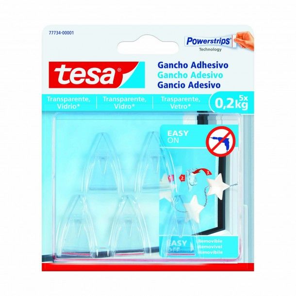 Cabide de Parede Adesivo 20x35x12mm PVC Transparente Tesa 5 Uni Cabide de Parede Adesivo 20x35x12mm PVC Transparente Tesa 5 Uni