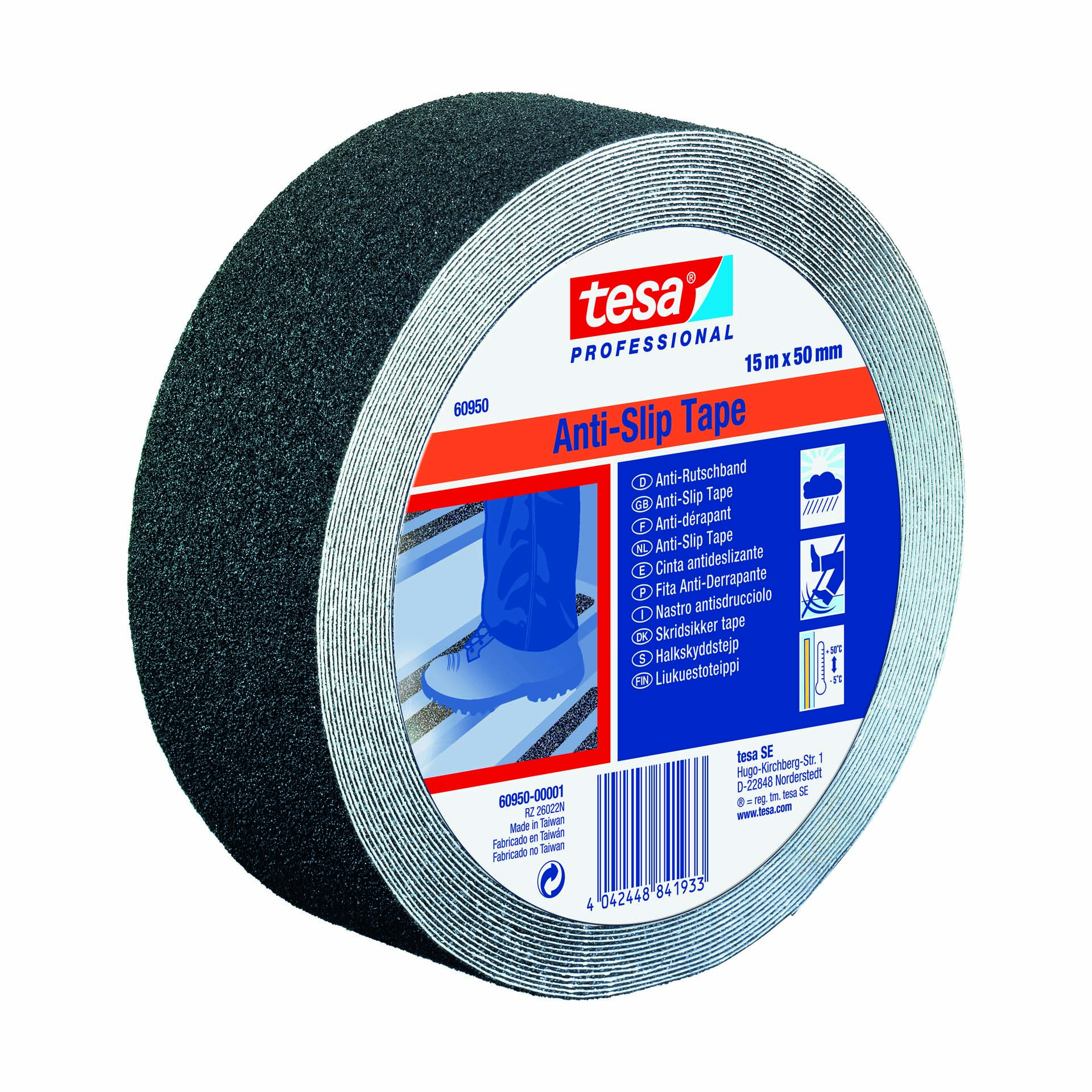 Fita Adesiva Antiderrapante 25mm 15M Preta Tesa