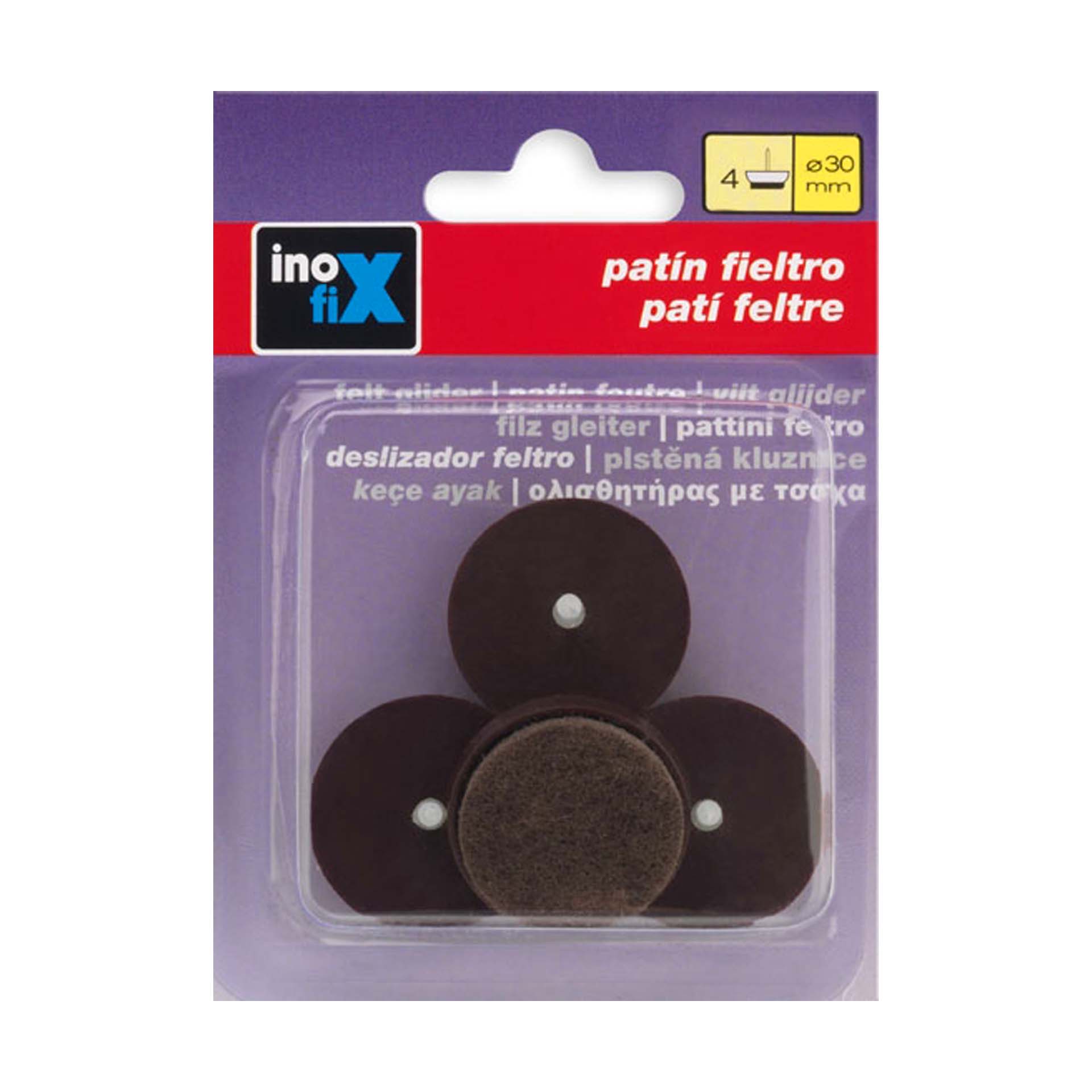 Protetor de Piso de Feltro com Prego 30mm Castanho 4 Uni Inofix