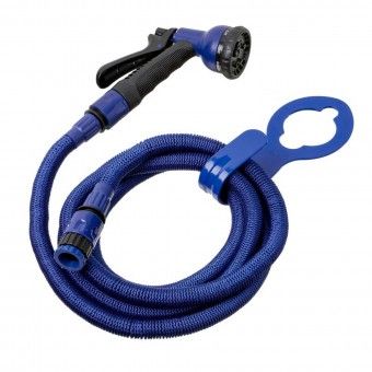 Mangueira Extensvel com Pistola e Suporte de Torneira Azul 7,5M Tatay