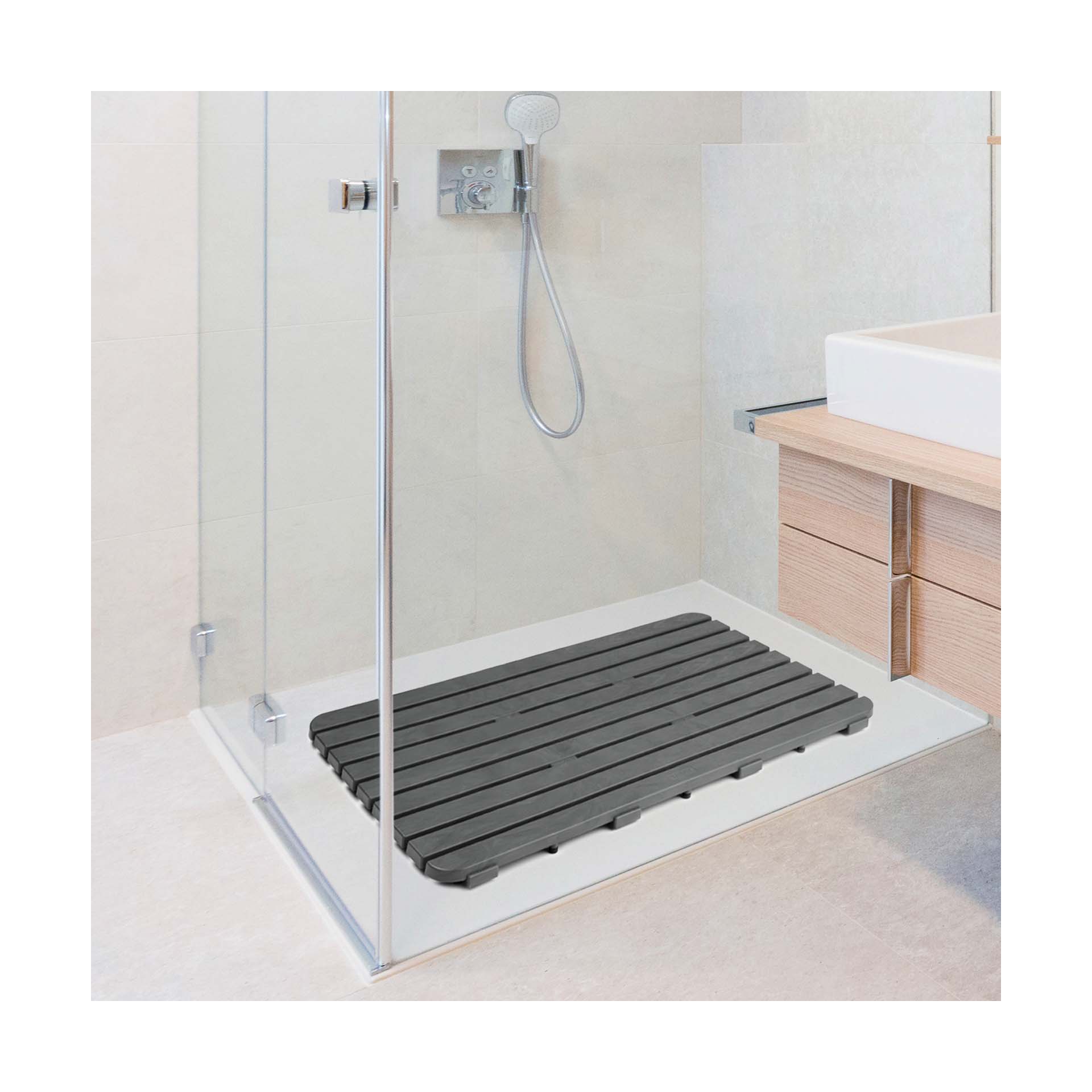 Estrado para Duche Antracite Cinza 80x50cm Tatay