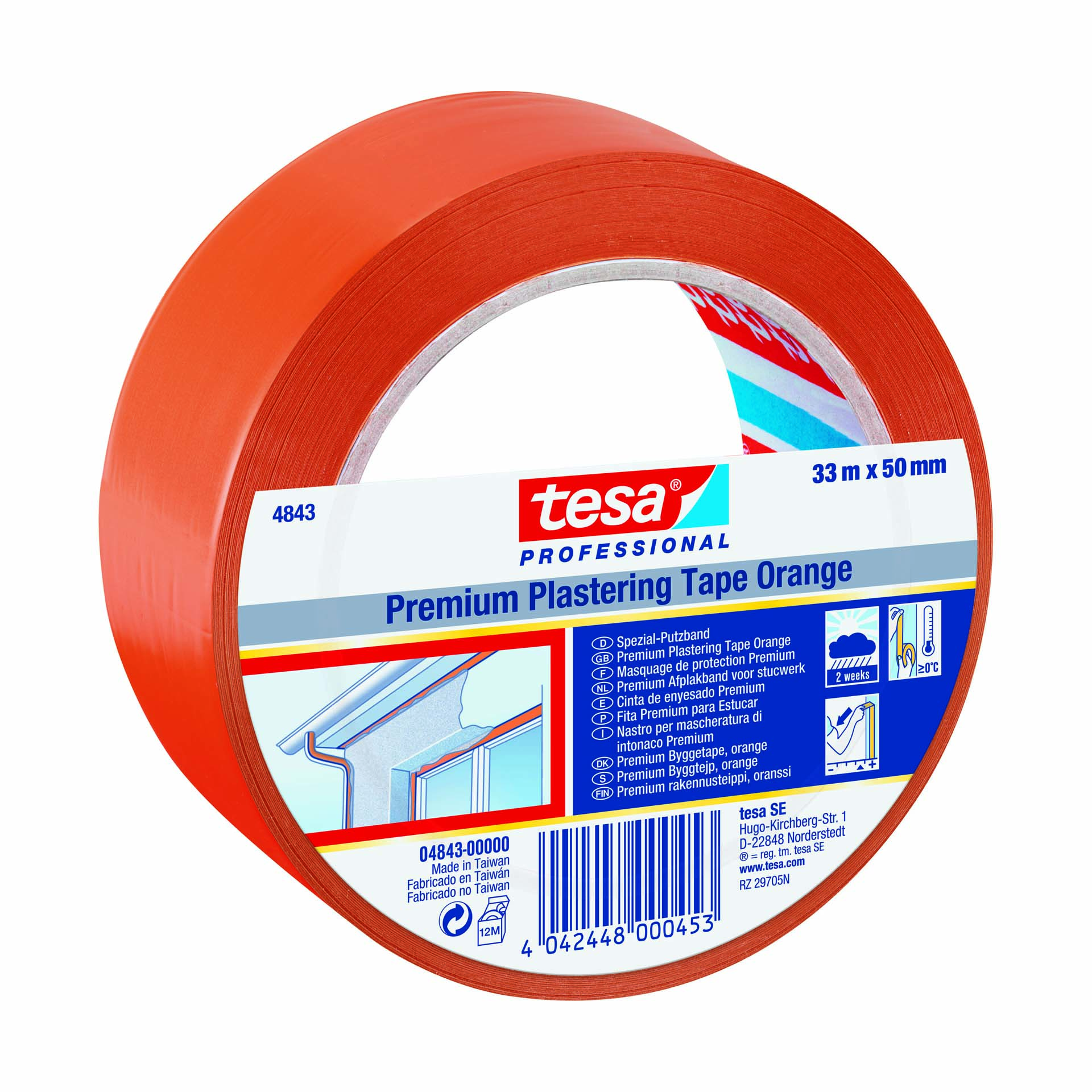 Fita Adesiva de Proteção 50mm 33M PVC Laranja Tesa