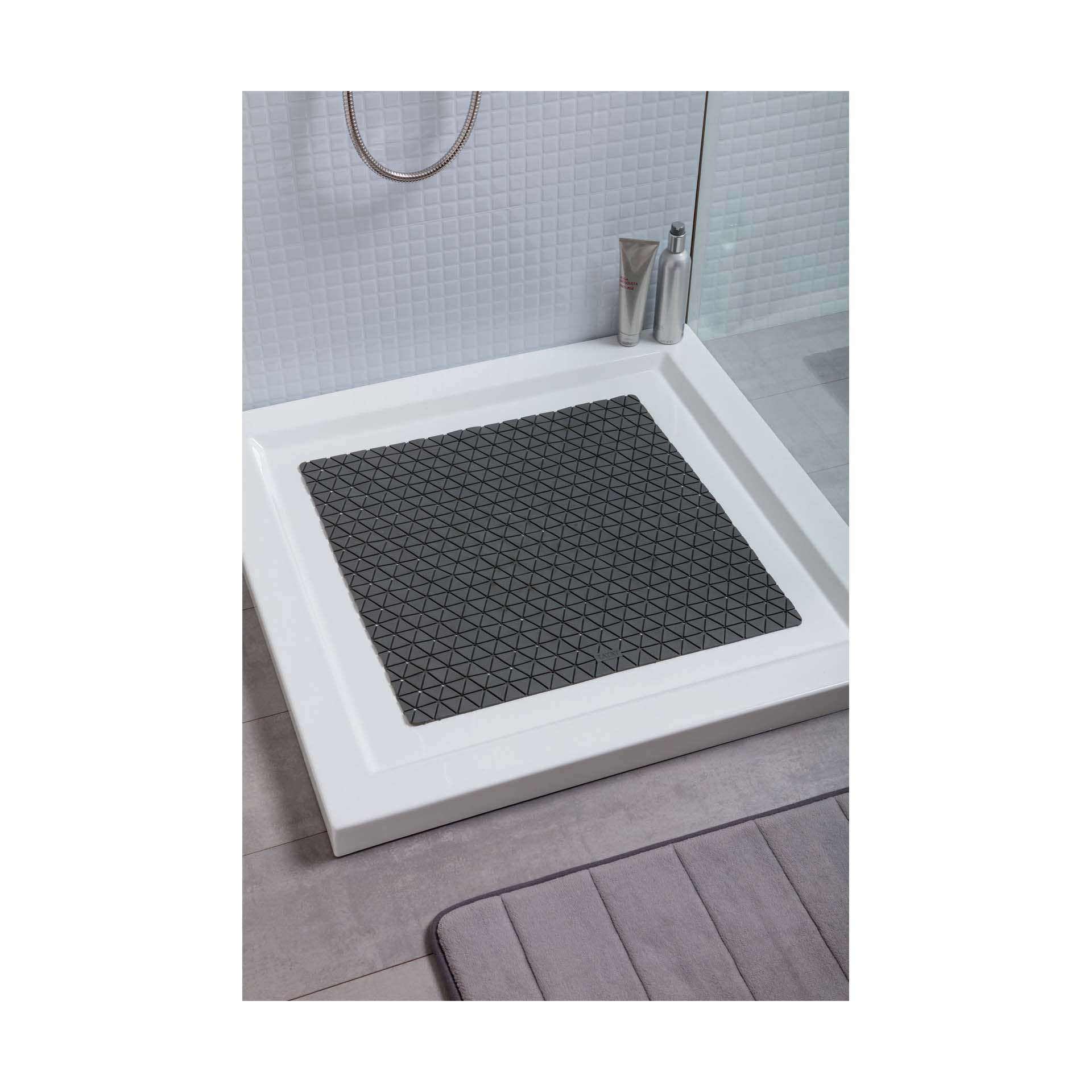 Tapete Antiderrapante 54x54cm Cinza Tatay