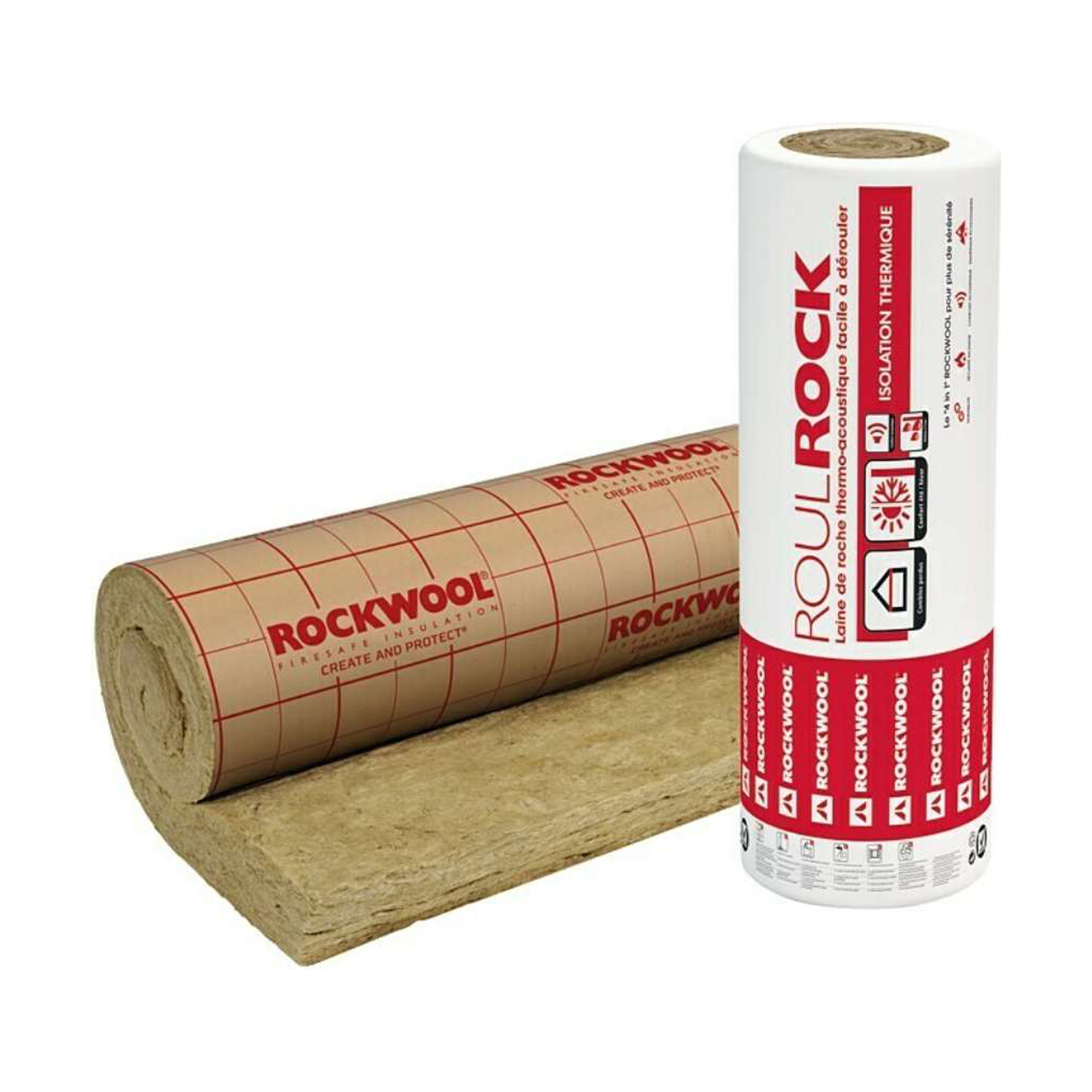 Rolo de Lã Rocha Revestido Papel Rockwool Roulrock Kraft 7,2m2