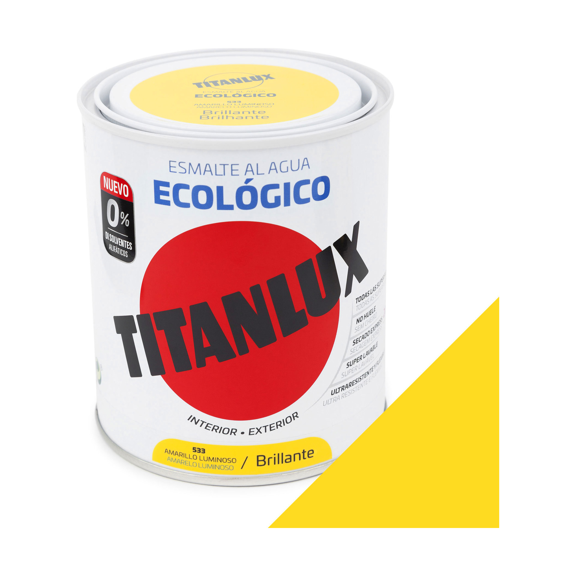 Esmalte Ecológico Base Água Brilhante Titanlux Amarelo 750ml