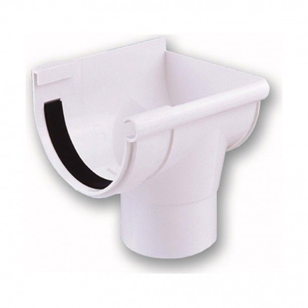 Terminal Esquerdo com Descarga para Caleira Circular 125mm PVC Terminal Esquerdo com Descarga para Caleira Circular 125mm PVC
