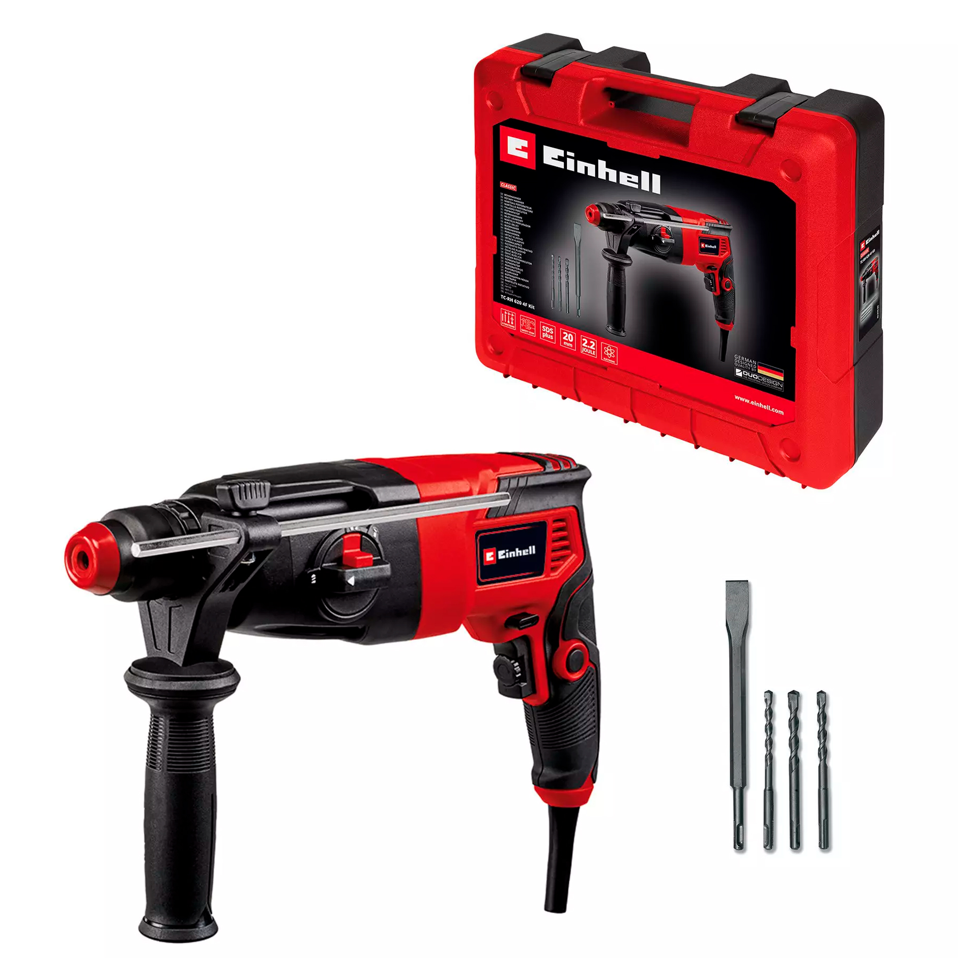 Martelo Perfurador e Demolidor SDS-Plus TC-RH 620 4F Kit Einhell