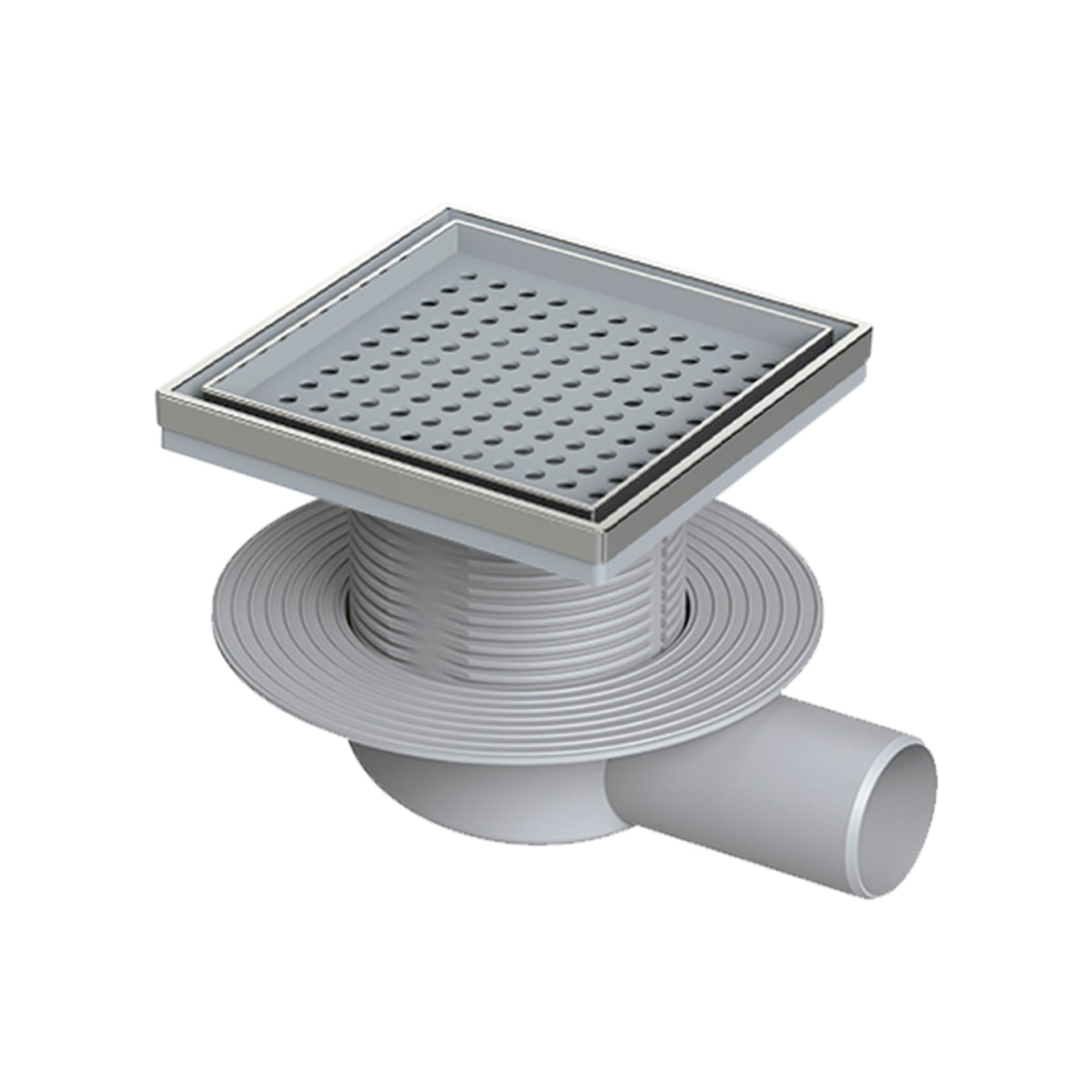 Ralo Sifonado Ajustável PVC para Cerâmica com Aro Inox 304 Saída Horizontal 50mm