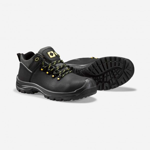 Sapato de Segurança em Pele Preta com Biqueira de Carbono Silverstone S3 ToWorkFor Sapato de Segurança em Pele Preta com Biqueira de Carbono Silverstone S3 ToWorkFor