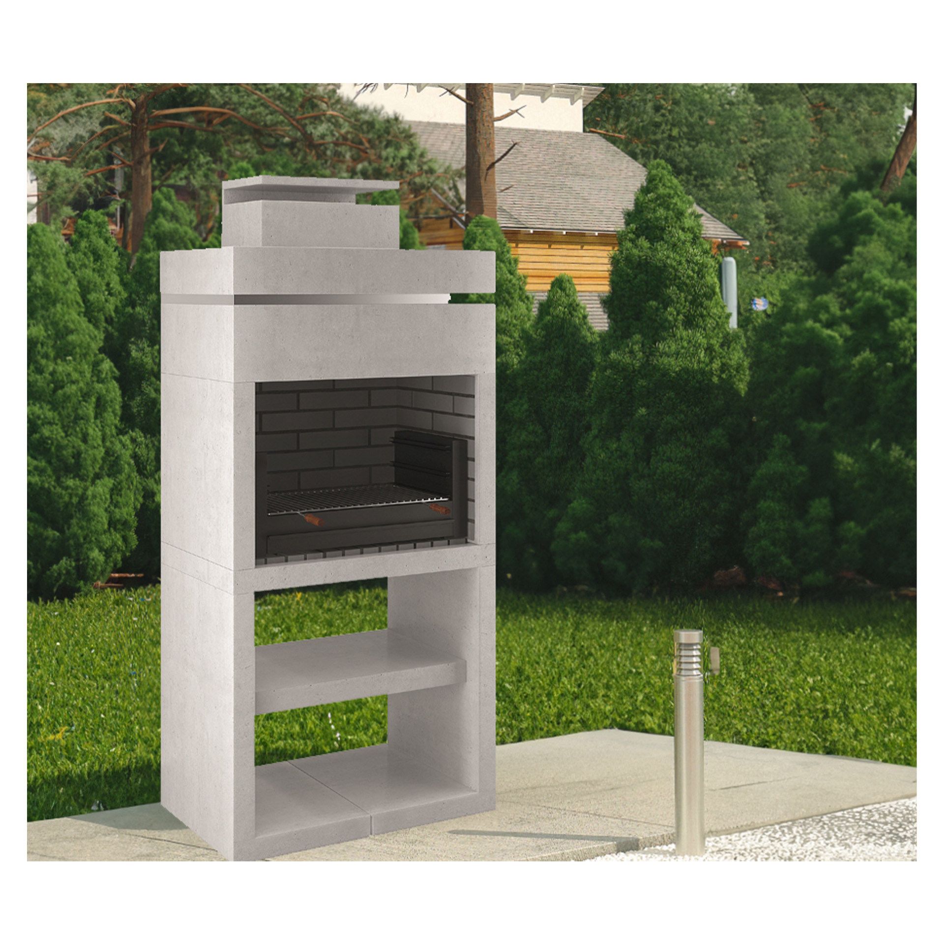 Churrasqueira Moderna com Grelhador CH117 92x206x58cm Cinza