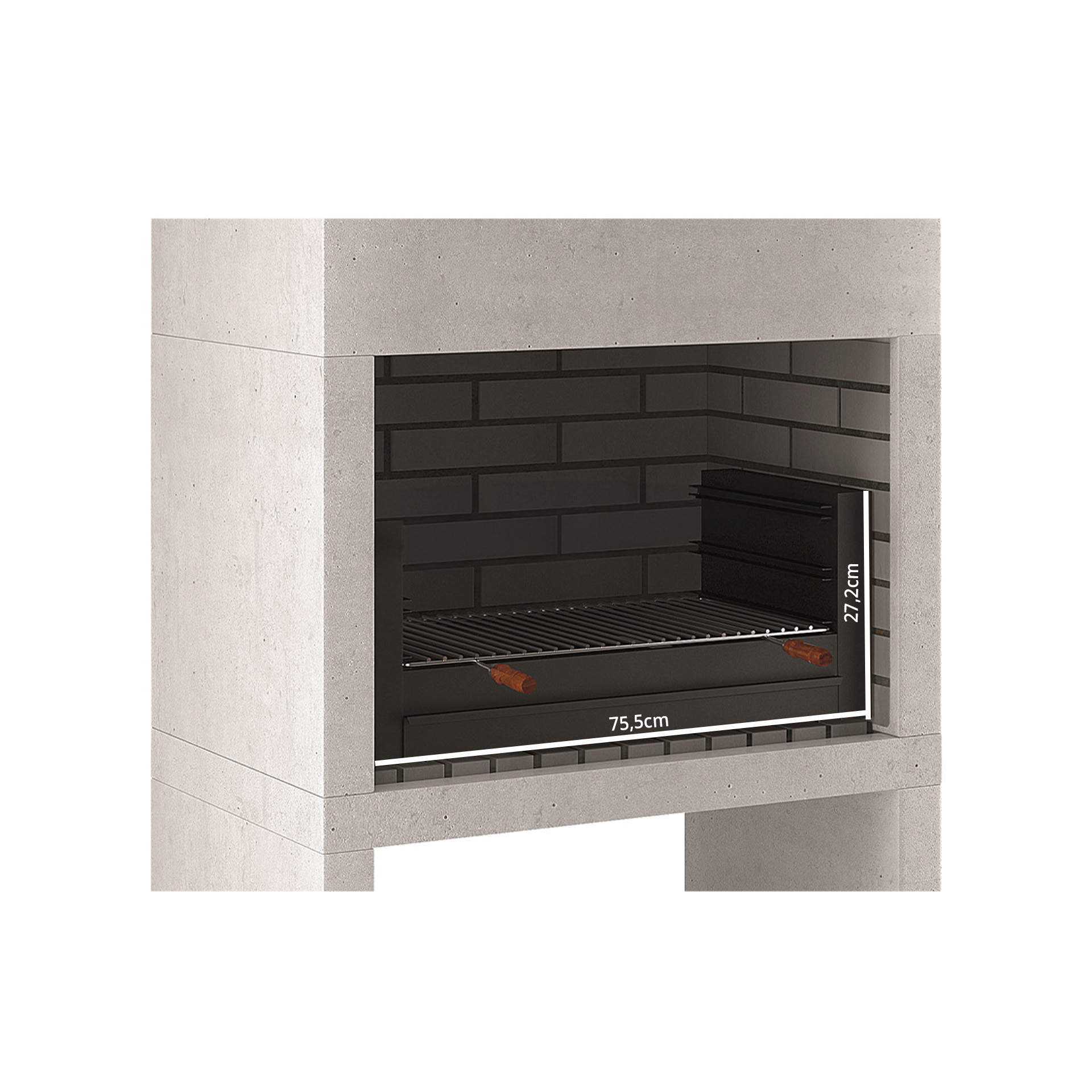 Churrasqueira Moderna com Grelhador CH117 92x206x58cm Cinza