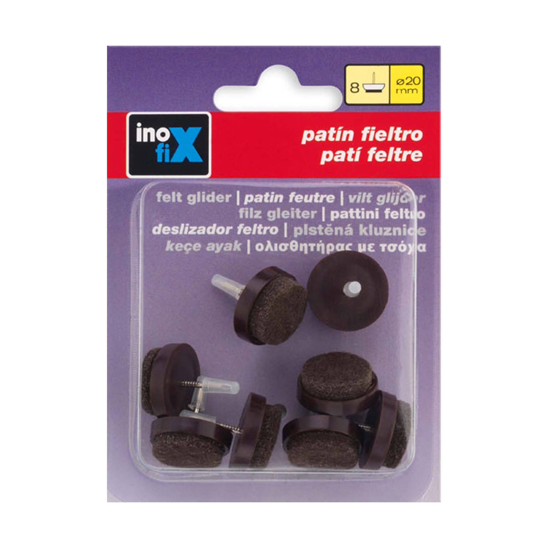 Protetor de Piso de Feltro com Prego 20mm Castanho 8 Uni Inofix