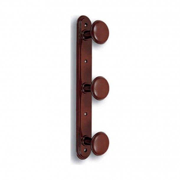 Cabide de Parede 3 Suportes Bola 330x40x60mm Ao Castanho Jaben