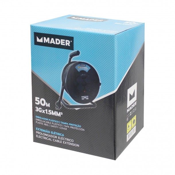 Extensão Elétrica com Enrolador e 4 Tomadas 50M Mader Extensão Elétrica com Enrolador e 4 Tomadas 50M Mader