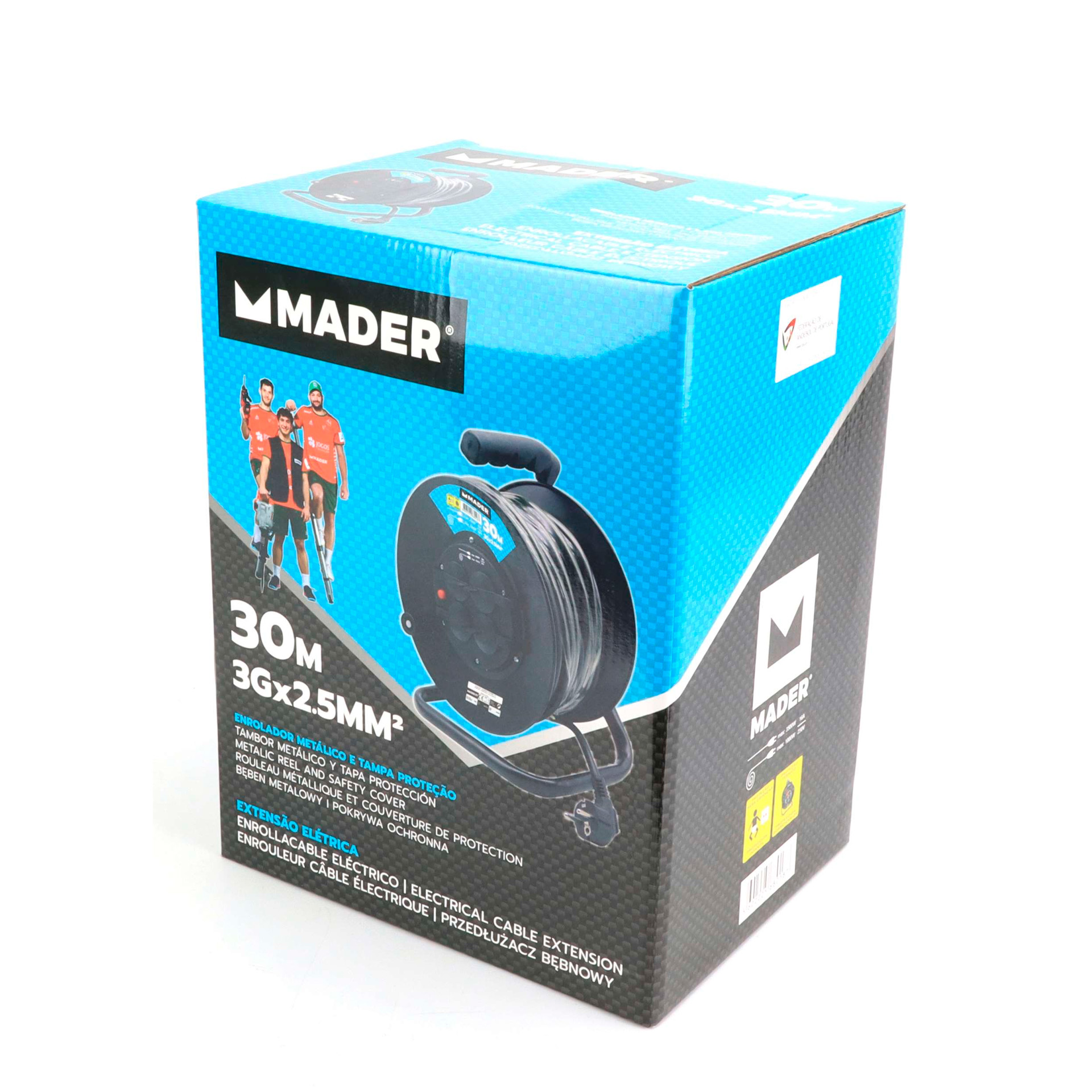 Extensão Elétrica com Enrolador e 4 Tomadas 30M Mader
