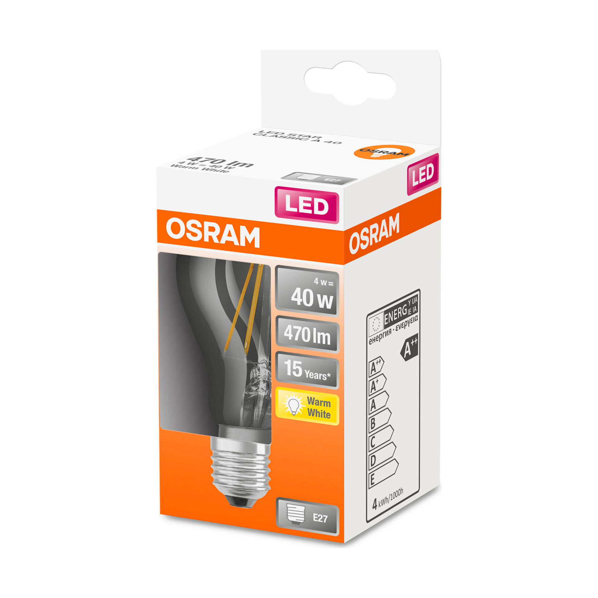 Lâmpada LED Filamento Osram Vidro Classic A40 2700K