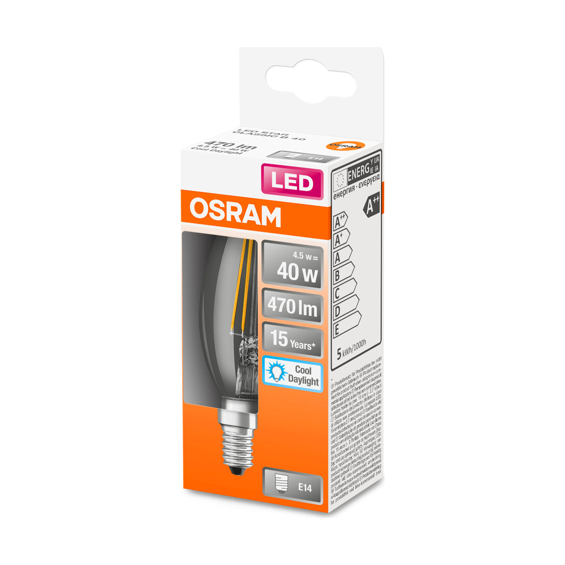 Lâmpada LED Filamento Osram Vidro Classic B40 6500K