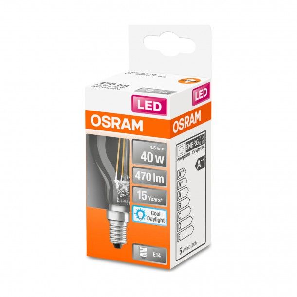 Lâmpada LED Filamento Osram Vidro Classic P40 E14 6500K Lâmpada LED Filamento Osram Vidro Classic P40 E14 6500K