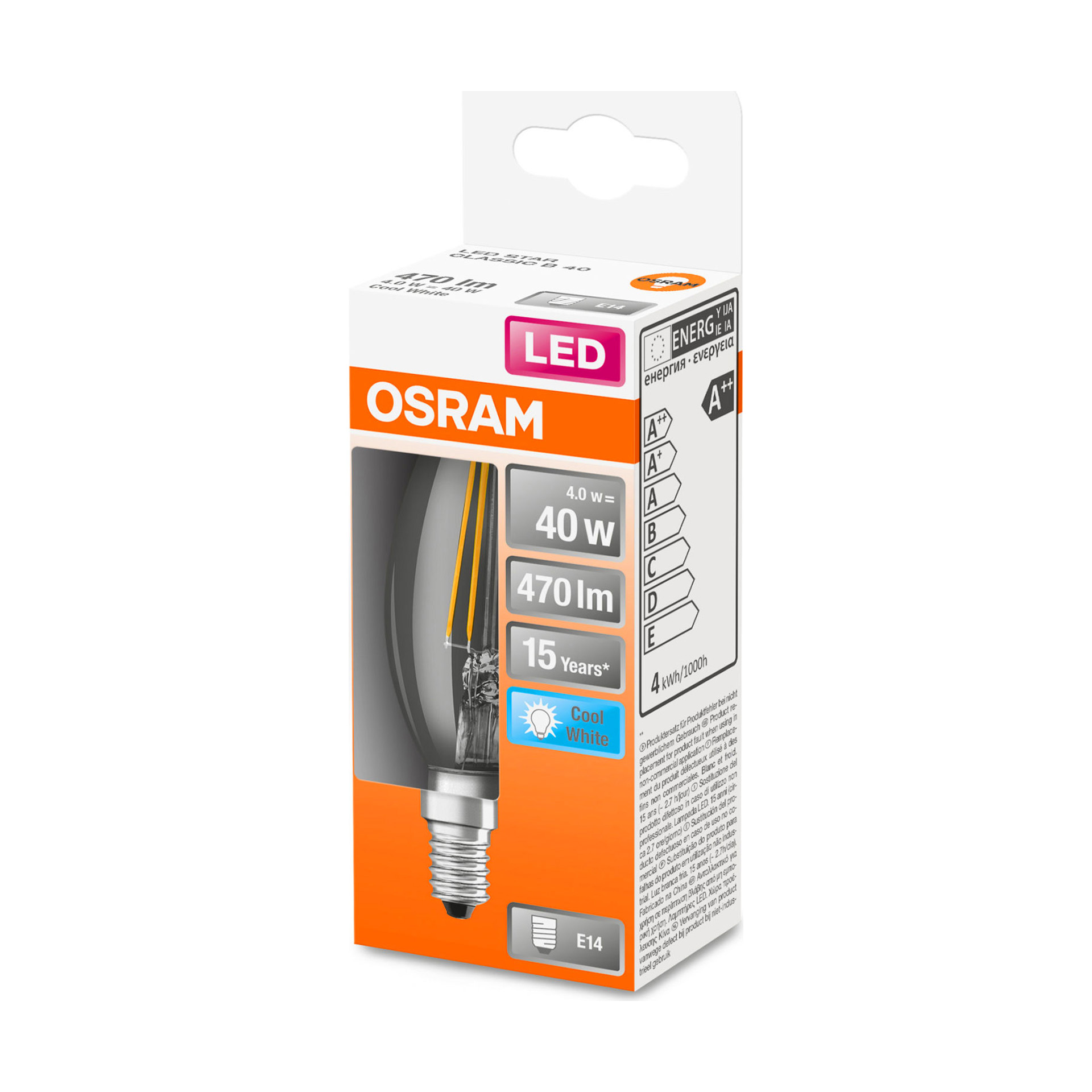 Lâmpada LED Filamento Osram Vidro Classic B40 4000K