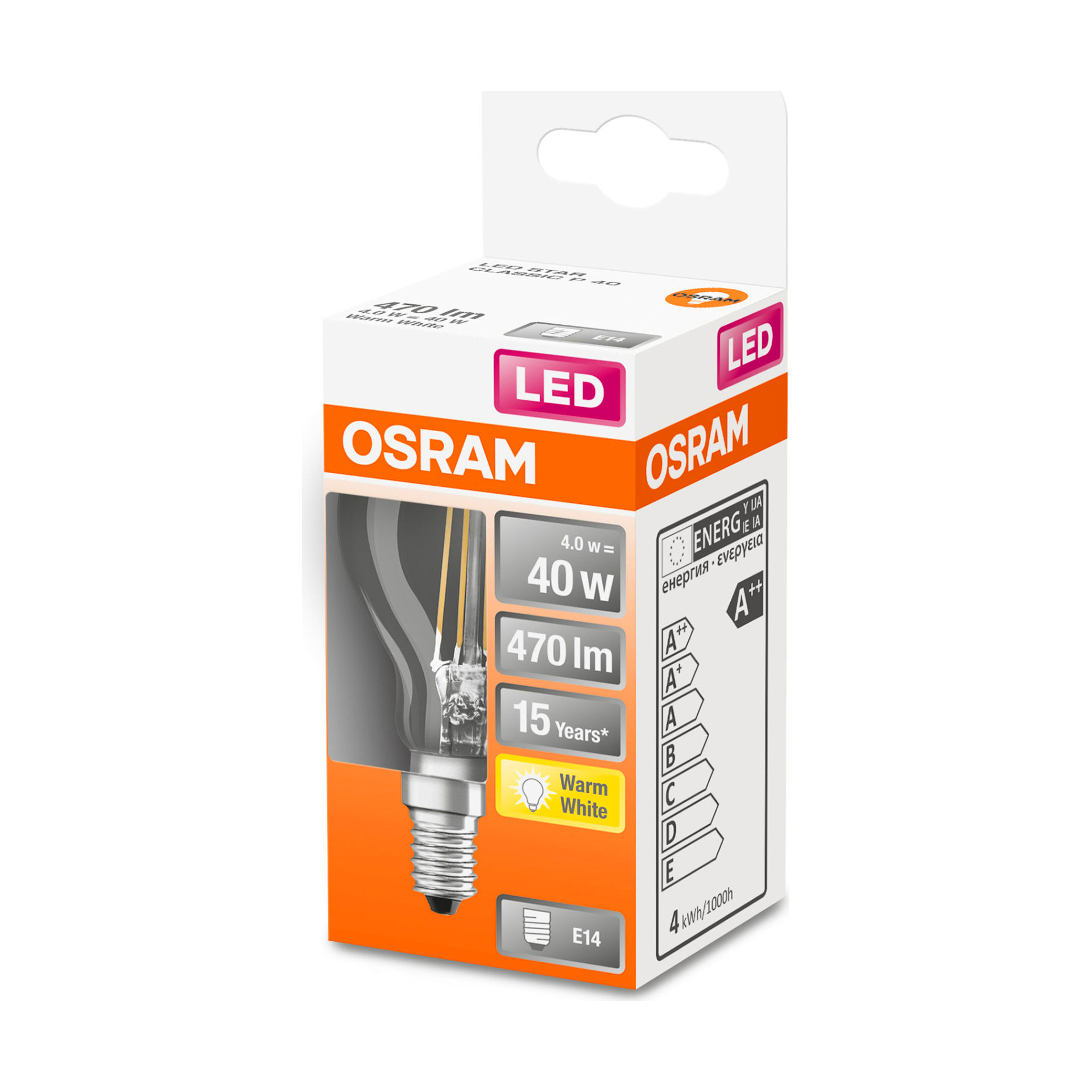 Lâmpada LED Filamento Osram Vidro Classic P40 2700K