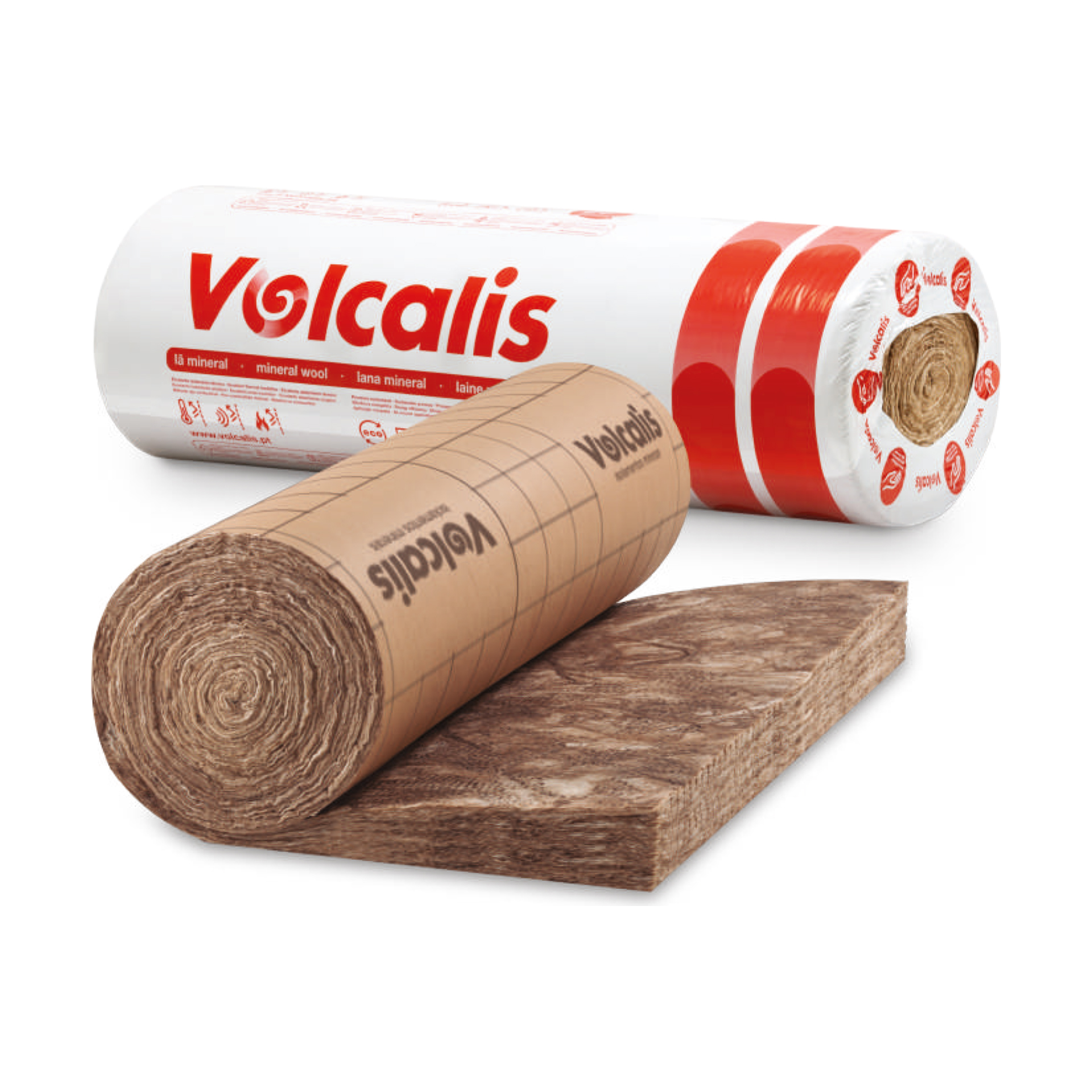 Rolo de Lã Mineral Revestido Papel Volcalis Easy Kraft 14,4m2
