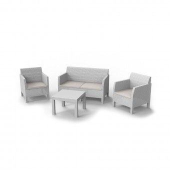 Conjunto de Jardim Mesa e 4 Lugares com Sof Branco Toomax