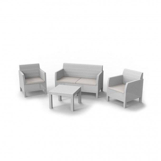 Conjunto de Jardim Mesa e 4 Lugares com Sof Branco Toomax