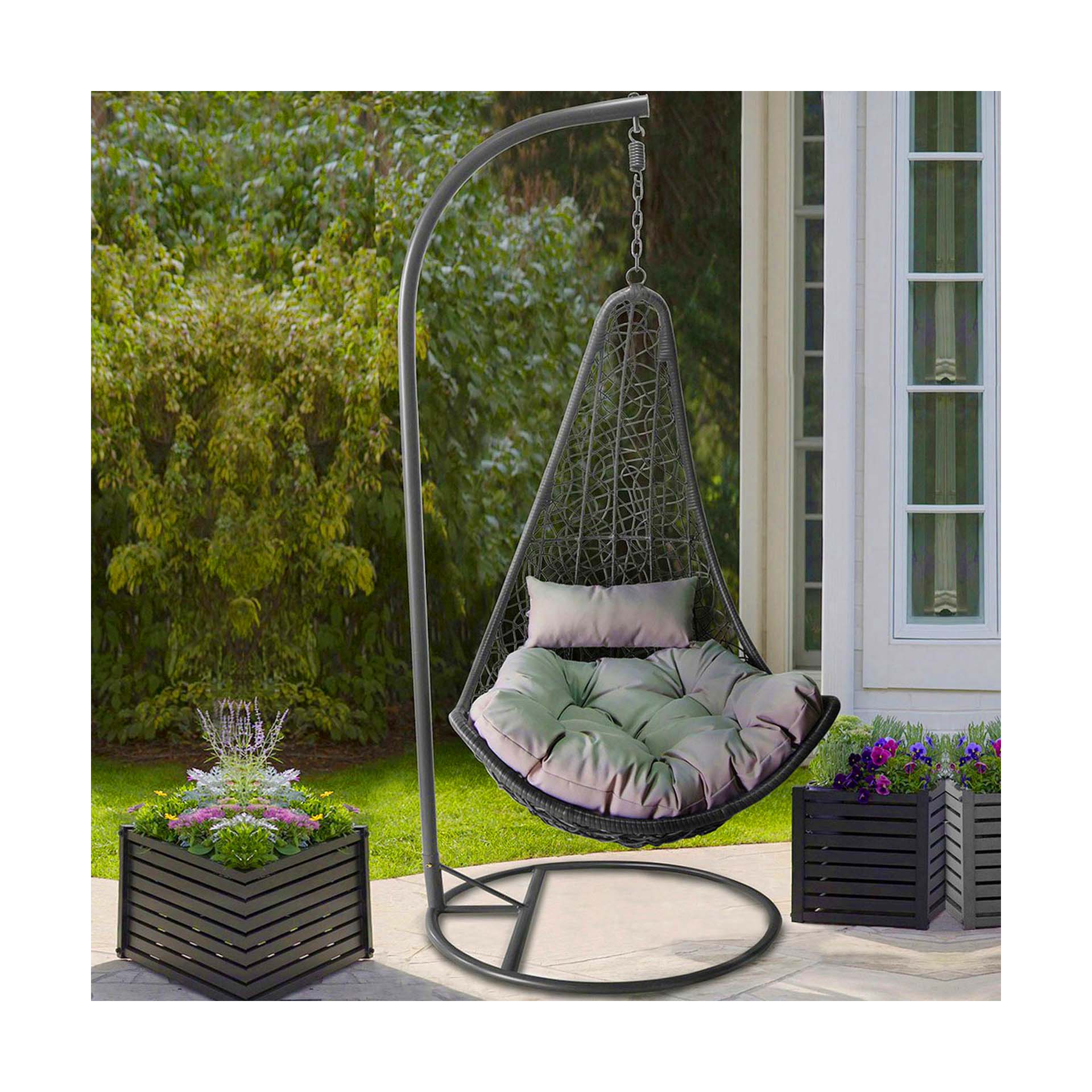 Cadeira de Baloiço Suspensa Rattan 195x95cm Delba