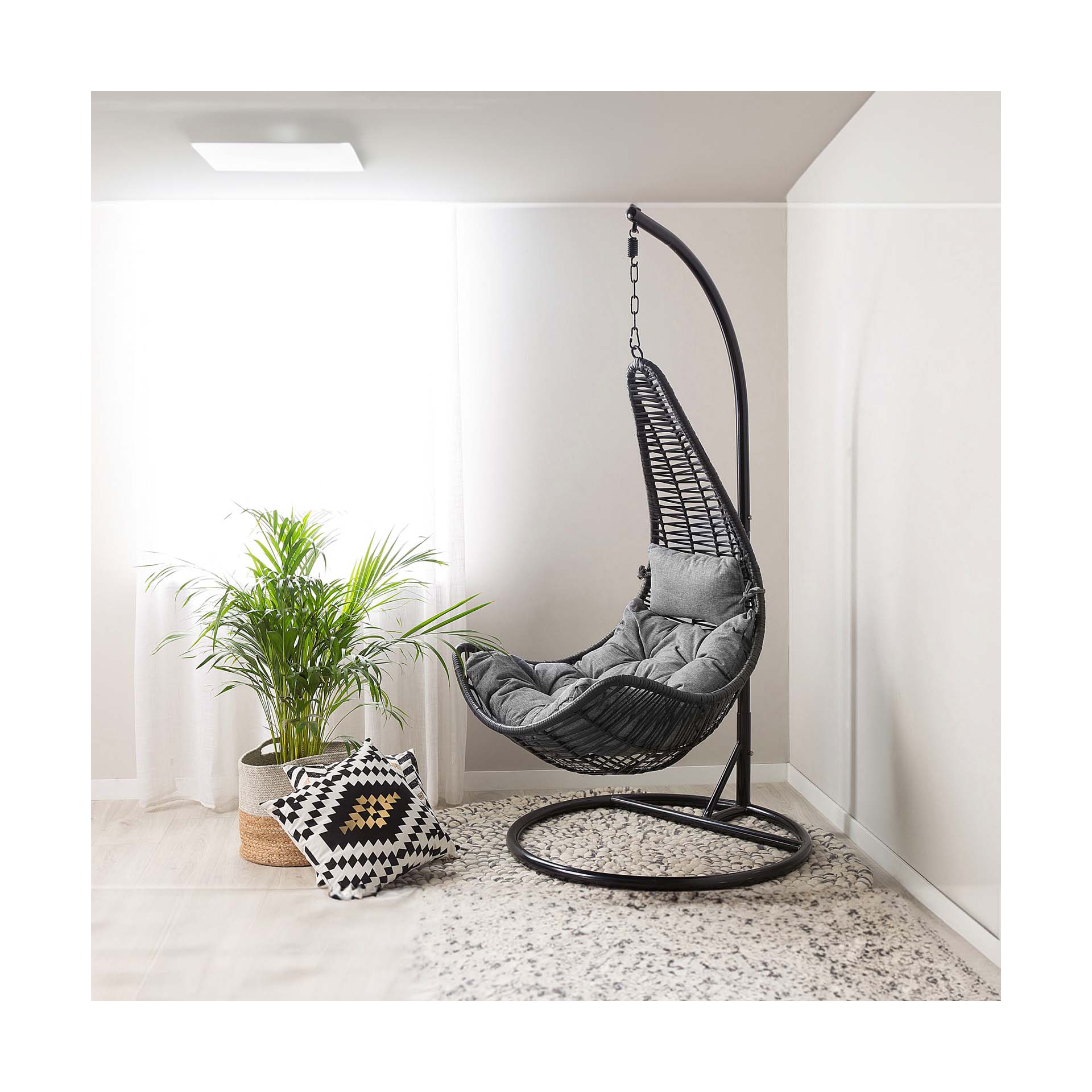 Cadeira de Baloiço Suspensa Rattan 195x95cm Delba