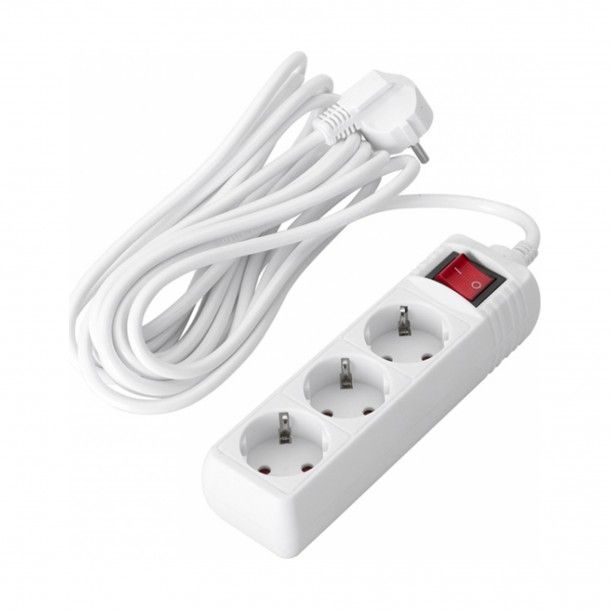Extenso Tripla com Interruptor Branca