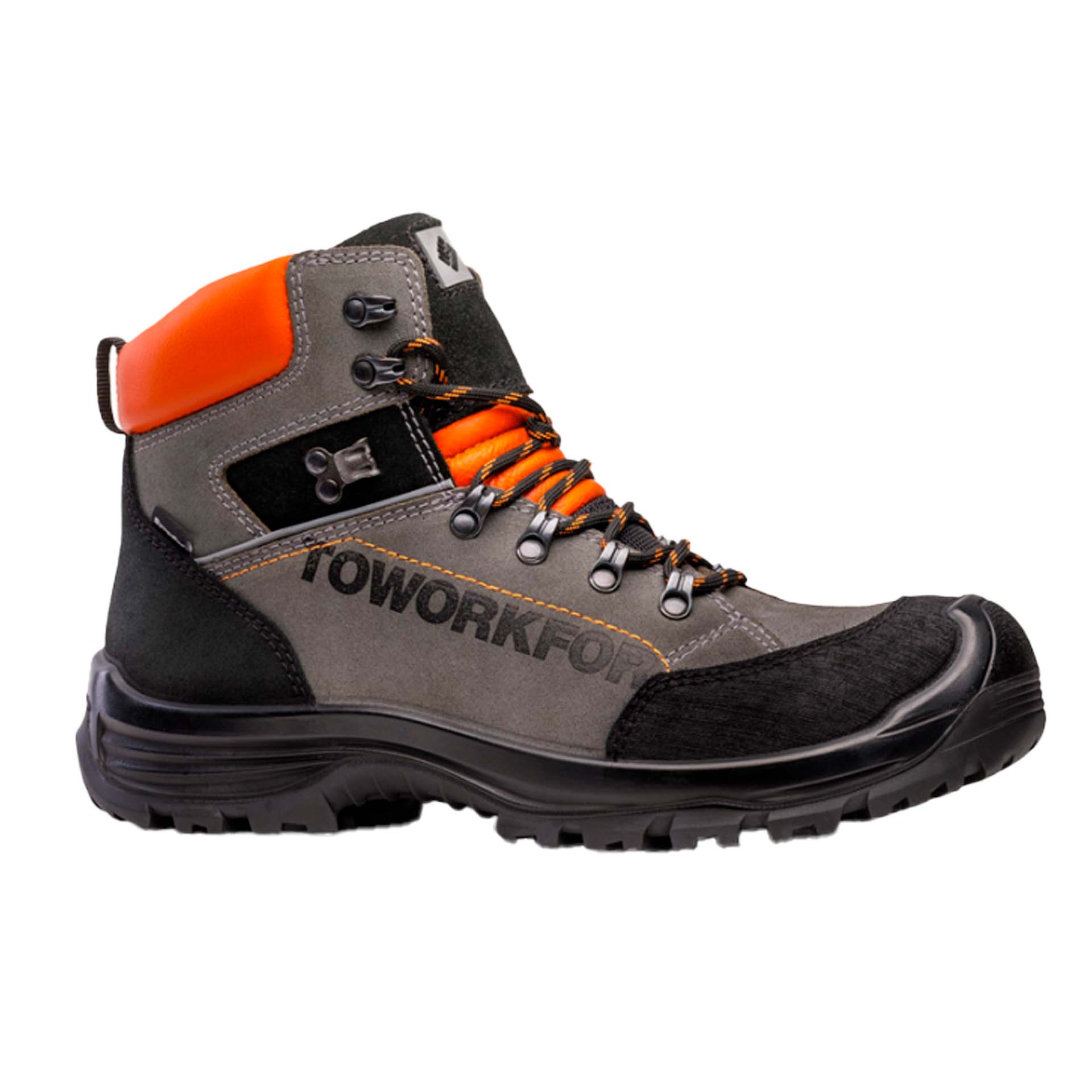 Bota de Trabalho Pele Perwanger Cinza com Biqueira Carbono Trek1 S3 ToWorkFor