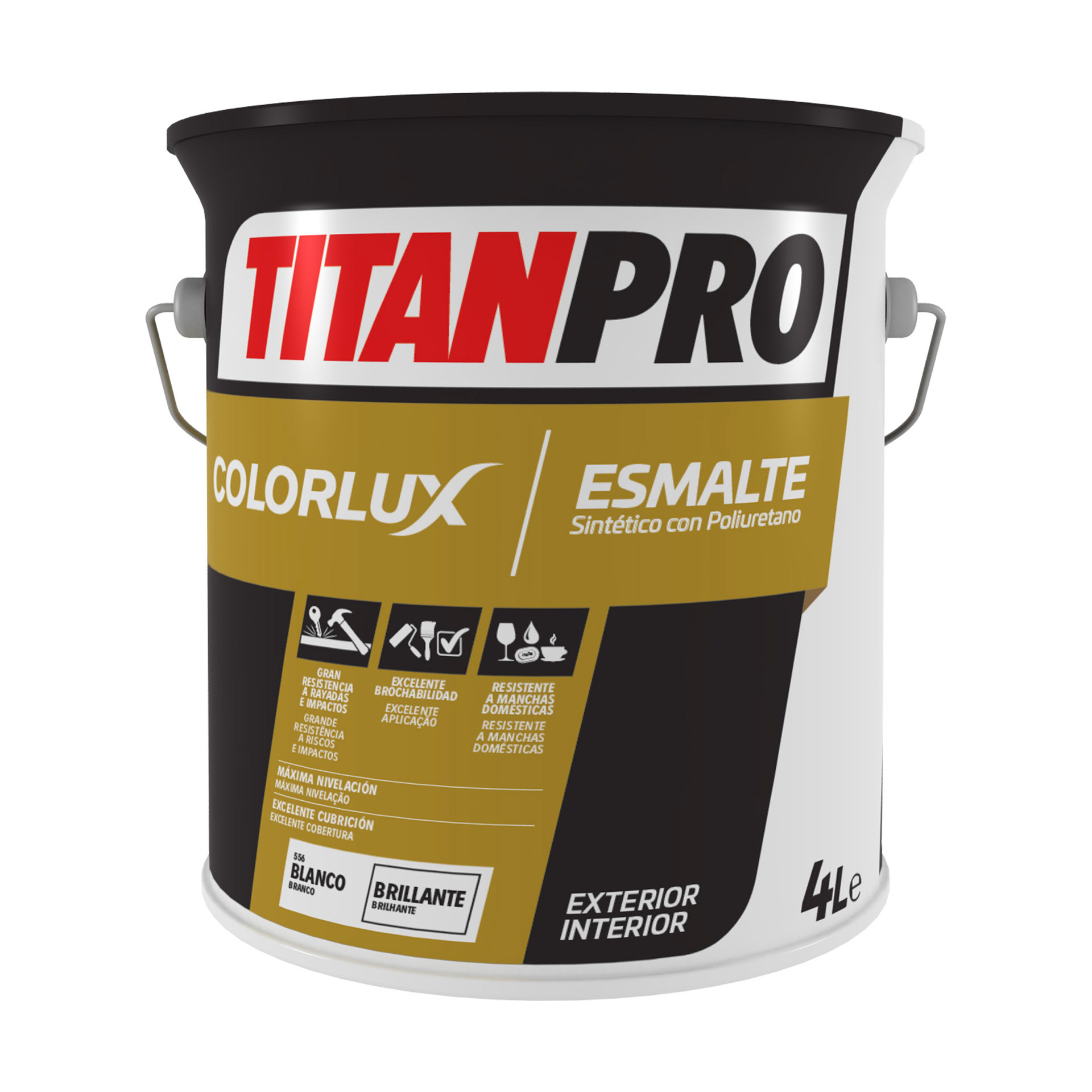 Esmalte Sintético Acetinado Branco 4L Titan Pro