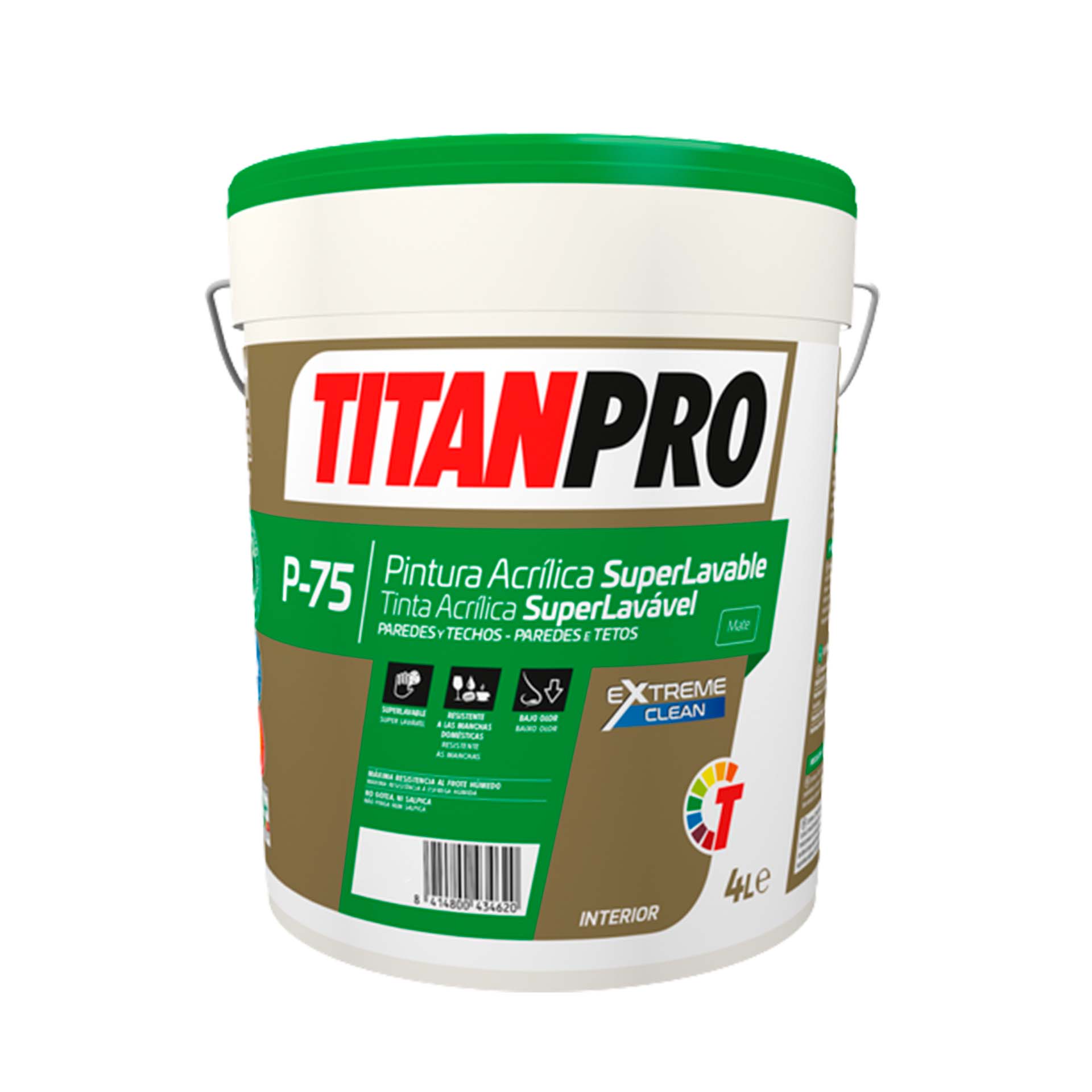 Tinta Acrílica Super Lavável P-75 Base Neutra 4L Titan Pro