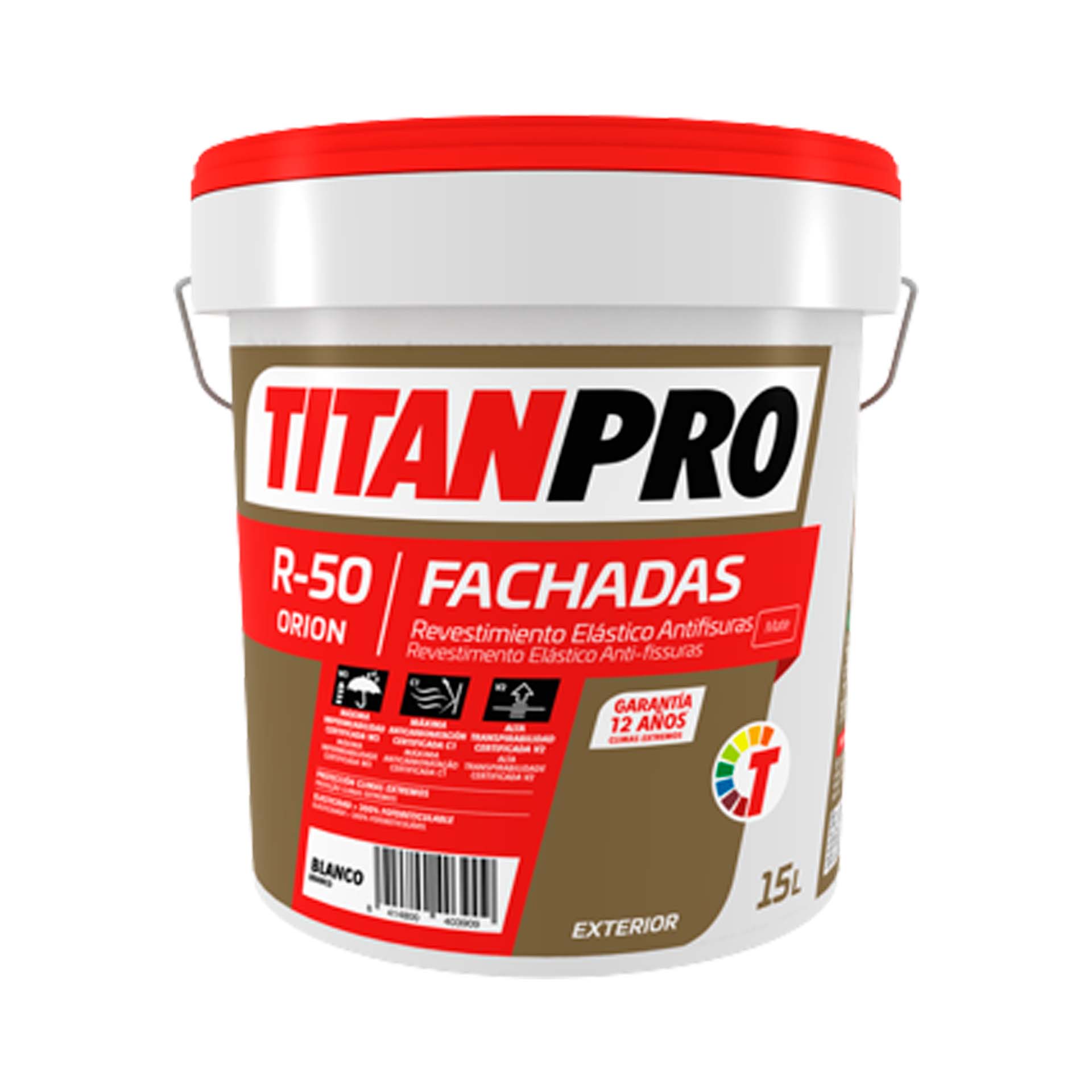 Tinta Revestimento Elástico Antifissuras R-50 Branca 15L Titan Pro