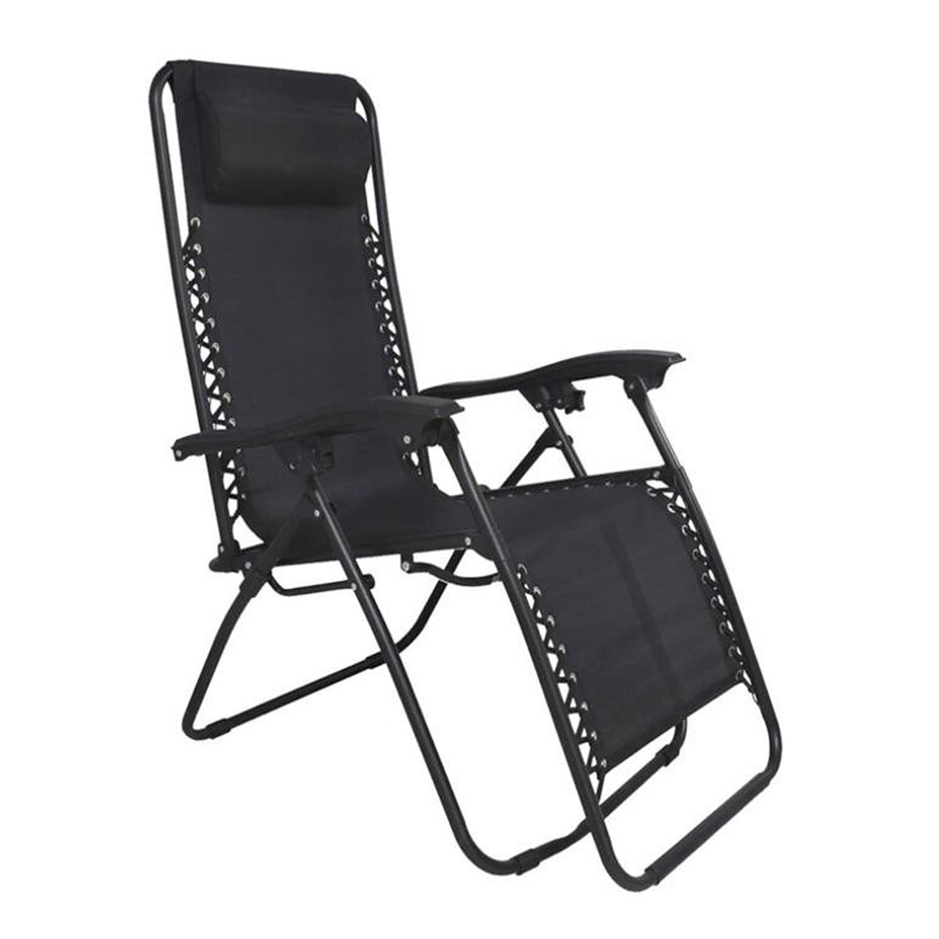 Espreguiçadeira Dobrável Tumbona Preta 64x177x113cm