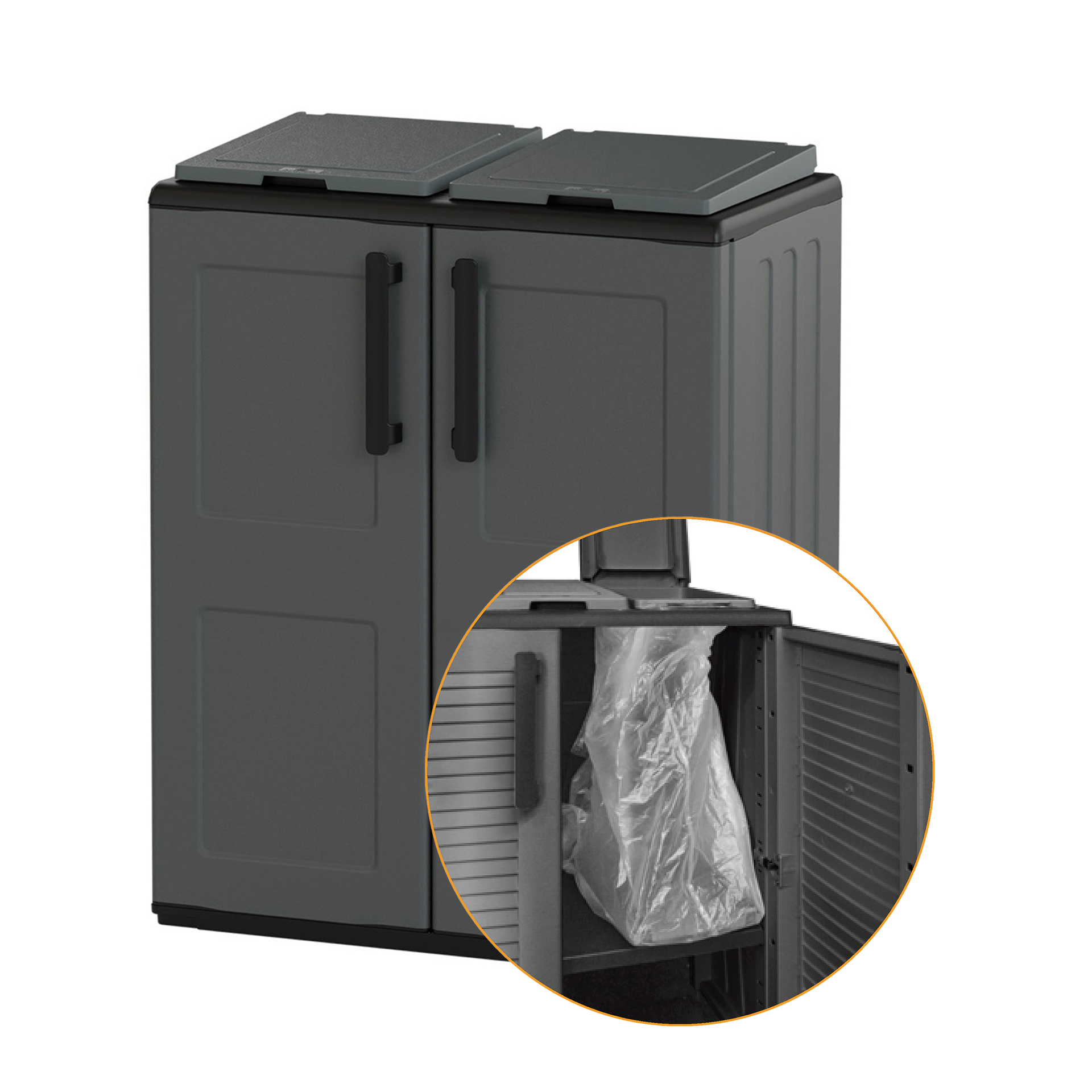 Armário para Lixo 68x37x84cm Cinza ArtPlast Mader