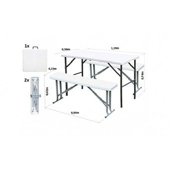 Conjunto de Mesa Dobrvel com 2 Bancos 119x56x73,5cm