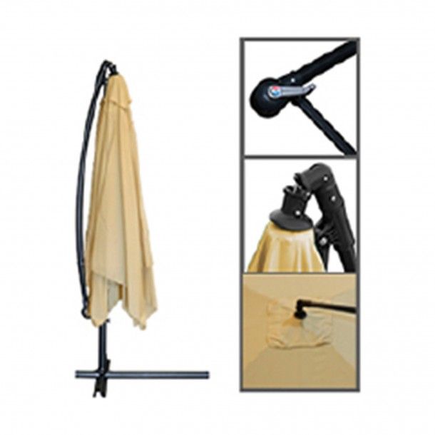 Guarda-Sol Quadrado com Aba de Ferro Bege 2,5M Guarda-Sol Quadrado com Aba de Ferro Bege 2,5M