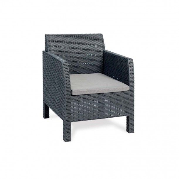 Conjunto de Jardim com Mesa e Sof 5 Lugares Cinza Escuro Toomax