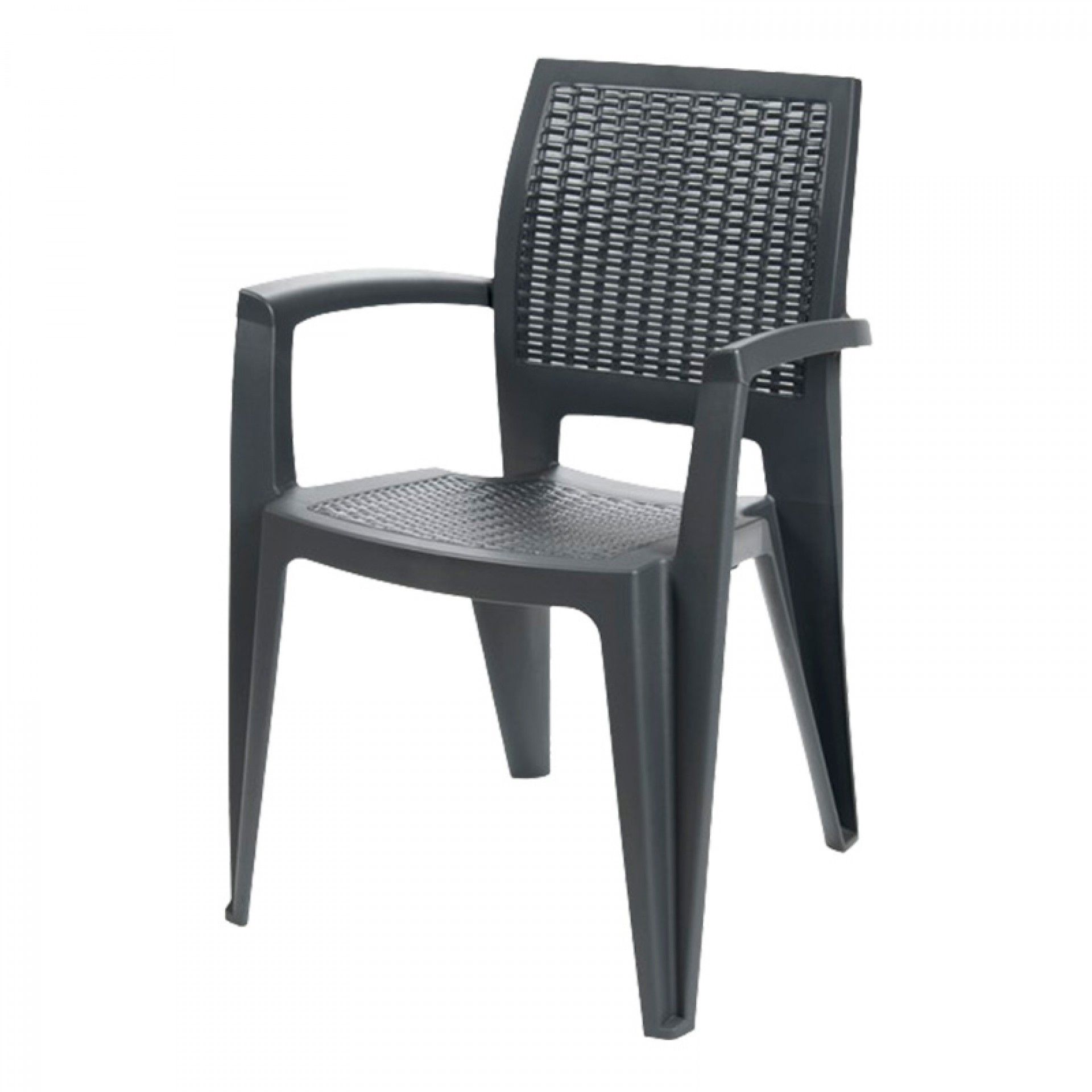 Cadeira de Resina com Braços Antracite Caribe Joluce