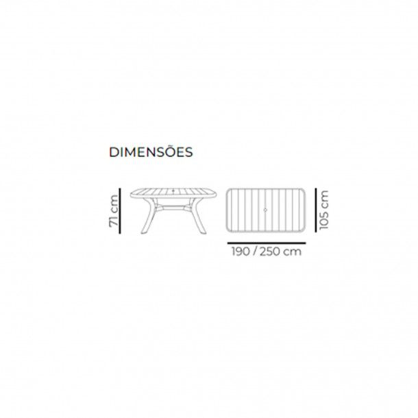 Mesa de Jardim Retangular Extensível Bolivia Antracite 190/250x105cm Mesa de Jardim Retangular Extensível Bolivia Antracite 190/250x105cm