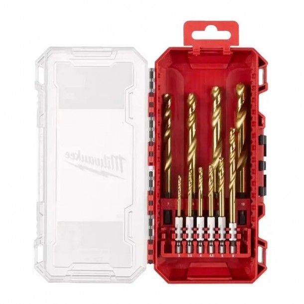 Conjunto de 10 Brocas Red Hex HSS-G Tin Milwaukee