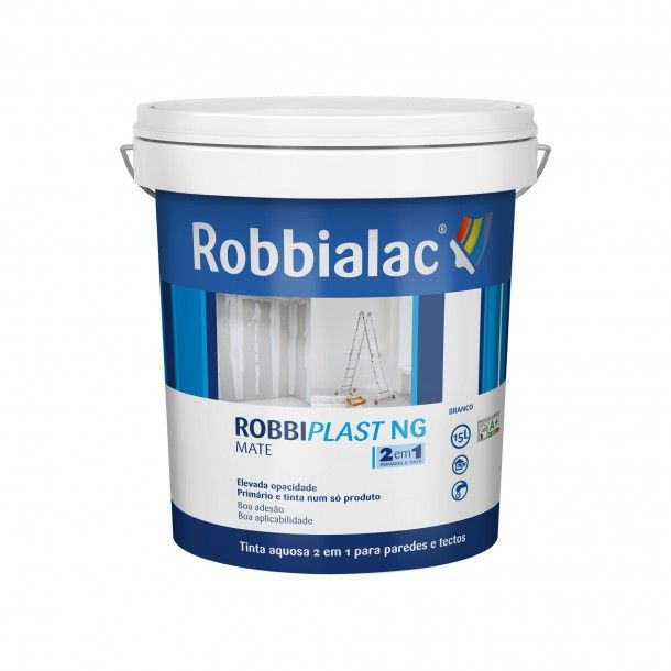 Tinta Robbiplast NG 2 em 1 Branco 15L Robbialac Tinta Robbiplast NG 2 em 1 Branco 15L Robbialac