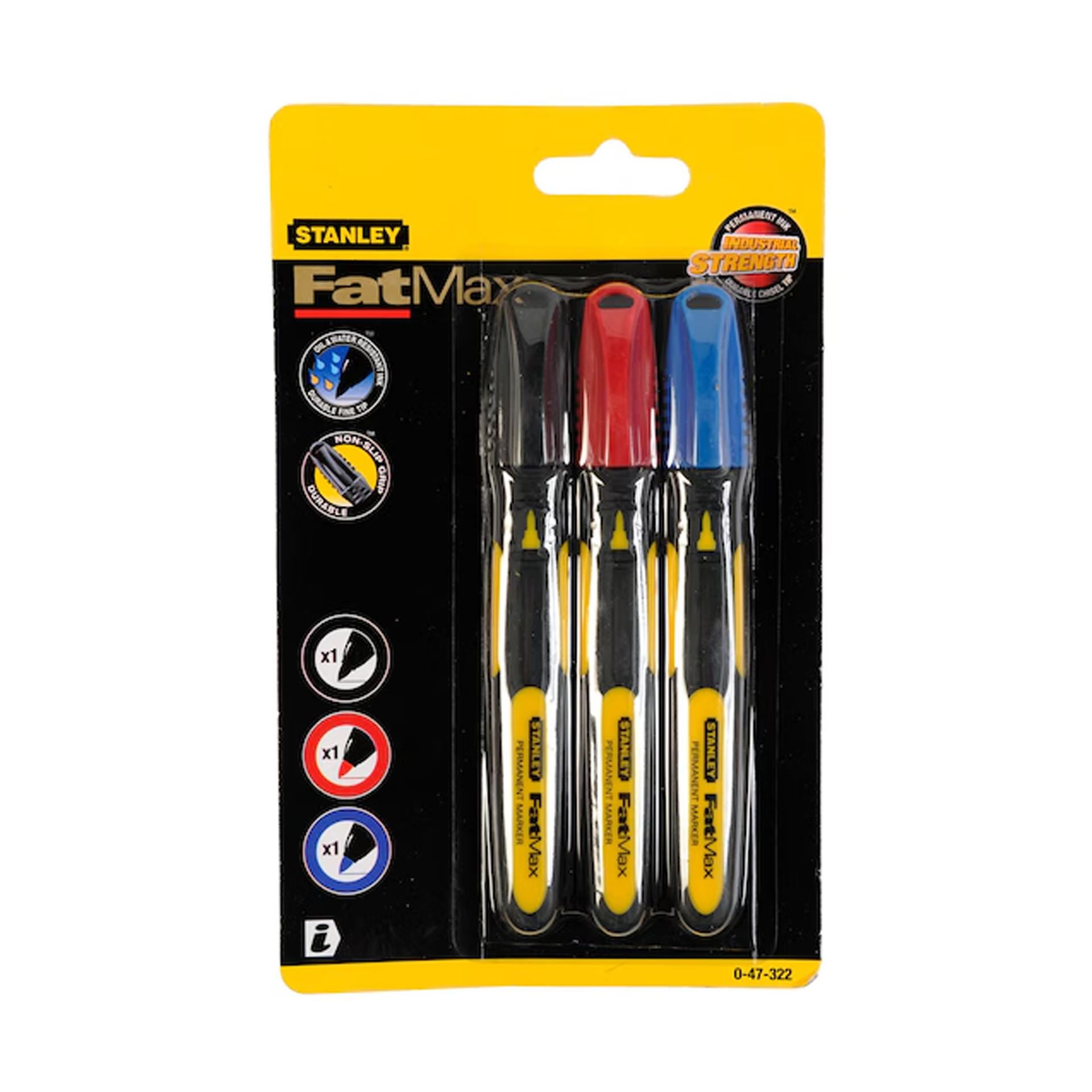 Marcadores Ponta Fina Fatmax Vermelho, Azul e Preto Stanley