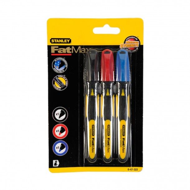 Marcadores Ponta Fina Fatmax Vermelho, Azul e Preto Stanley