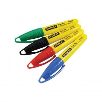 Mini Marcadores Ponta Fina Vermelho, Azul, Verde e Preto Stanley Mini Marcadores Ponta Fina Vermelho, Azul, Verde e Preto Stanley