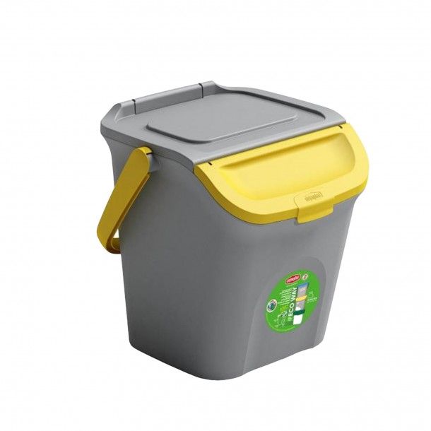Ecoponto Cinza com Tampa Amarela 28L