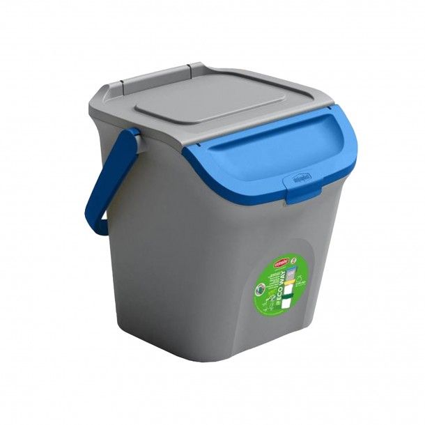 Ecoponto Cinza com Tampa Azul 28L